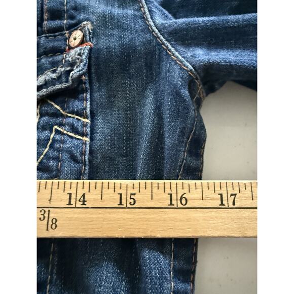 Vtg Y2K True Religion Jimmy Fitted Denim Jean Jacket Distressed Womens Size XS - Picture 9 of 13